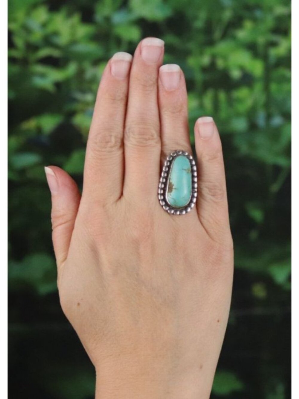 Sterling Silver Natural Turquoise Ring Size 6 3/4 - Picture 2 of 6